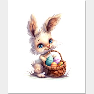 Cute Easter Bunny, Watercolor. Posters and Art